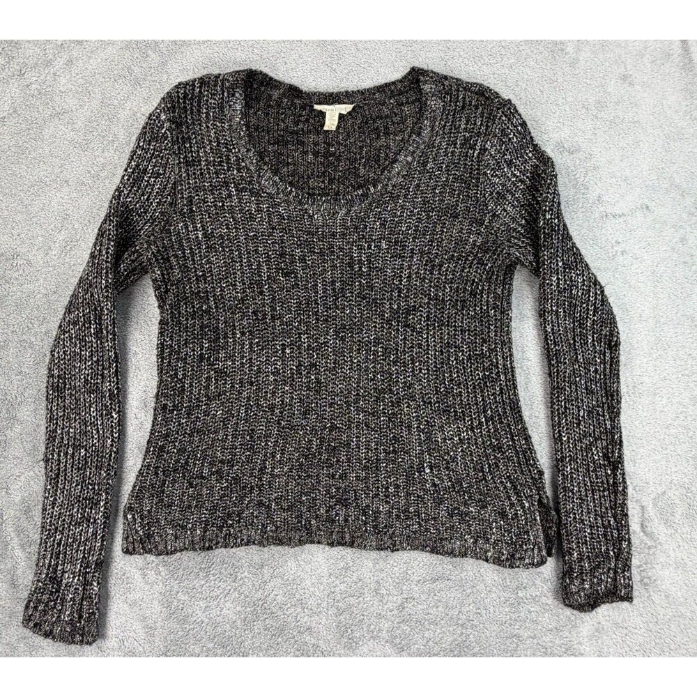 Eileen Fisher Womenโs S/P Gray Italian Yarn Ribbed Linen Blend Sweater